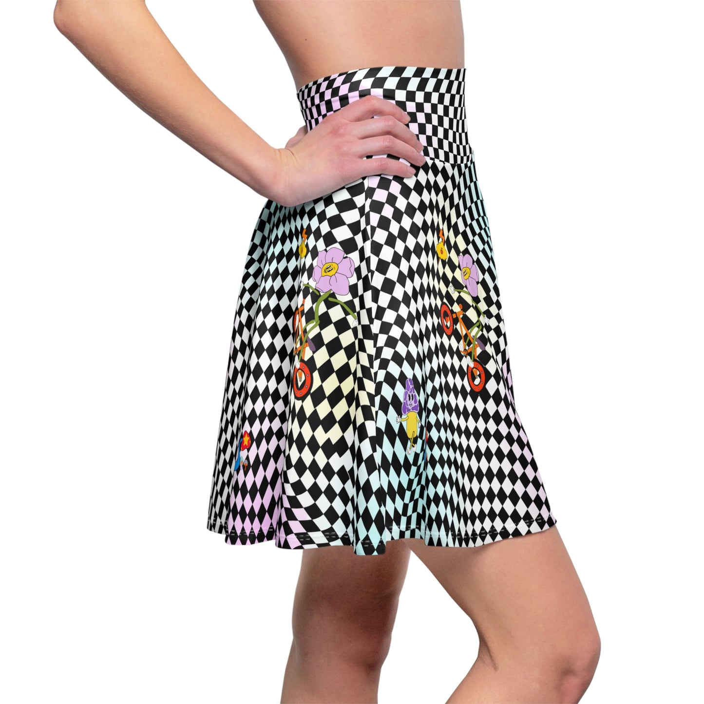 Retro Checkerboard Mountain Bike & Skater A line Skirt for mtb summer ride