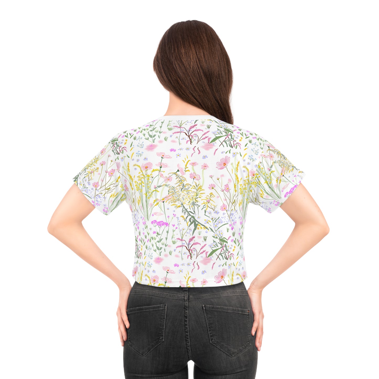 Floral Lips Crop Tee - Vibrant Sporty Style for Trendsetters and Outdoorsy Ladies