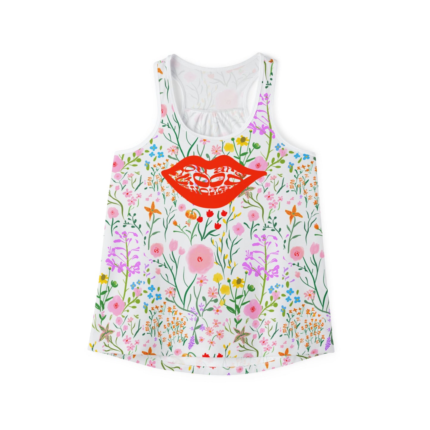 Floral Kiss Women's Tank Top - Chic Summer Wear, Casual Outfit, Gift for Her, Vacation Top, Workout Apparel