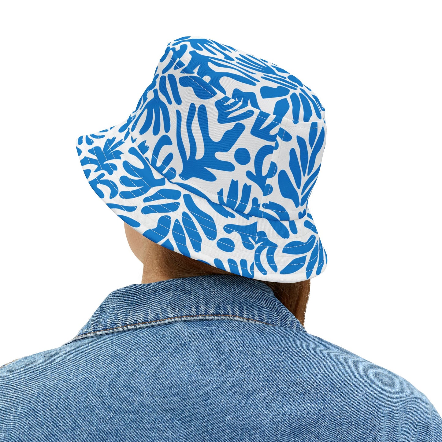Joy ride Summer Collection Blue Tropical Pattern Stylish Floral Bucket Hat for Summer, Vacation Accessory, Beachwear, Outdoor Fun, Unisex Headwear