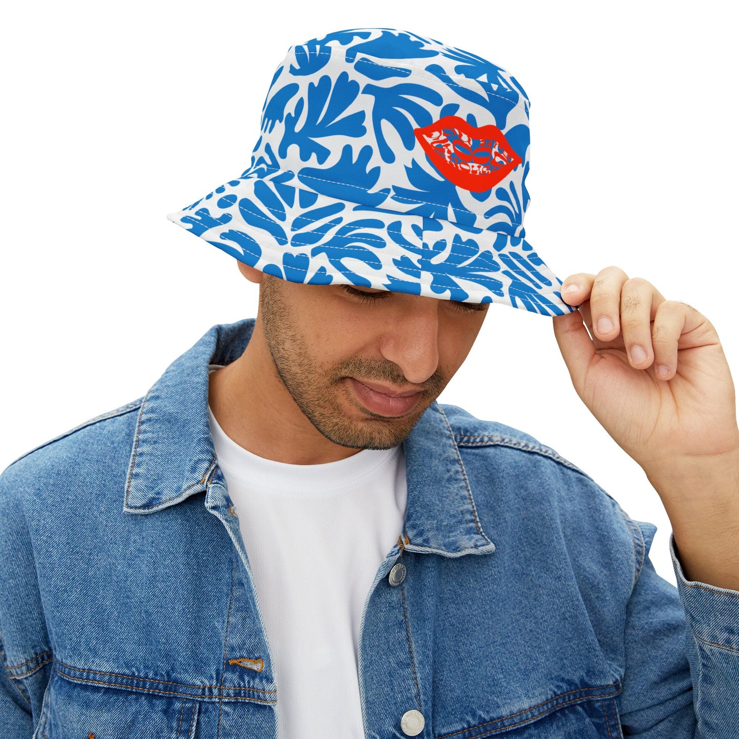 Joy ride Summer Collection Blue Tropical Pattern Stylish Floral Bucket Hat for Summer, Vacation Accessory, Beachwear, Outdoor Fun, Unisex Headwear