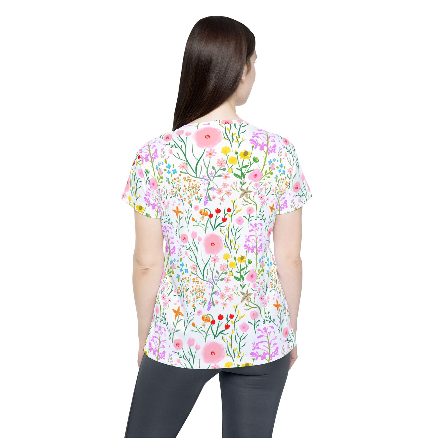 Floral Women's Jersey for MTB, Flower pattern mountain biking Tshirt, MTB apparel, Floral activewear