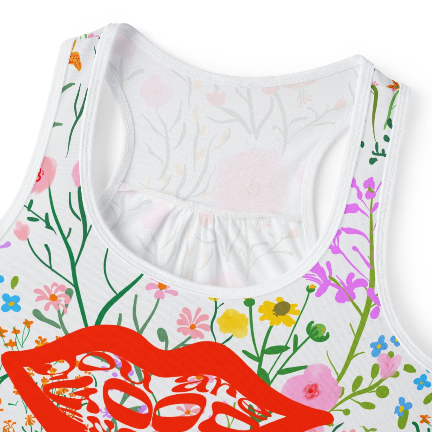 Floral Kiss Women's Tank Top - Chic Summer Wear, Casual Outfit, Gift for Her, Vacation Top, Workout Apparel