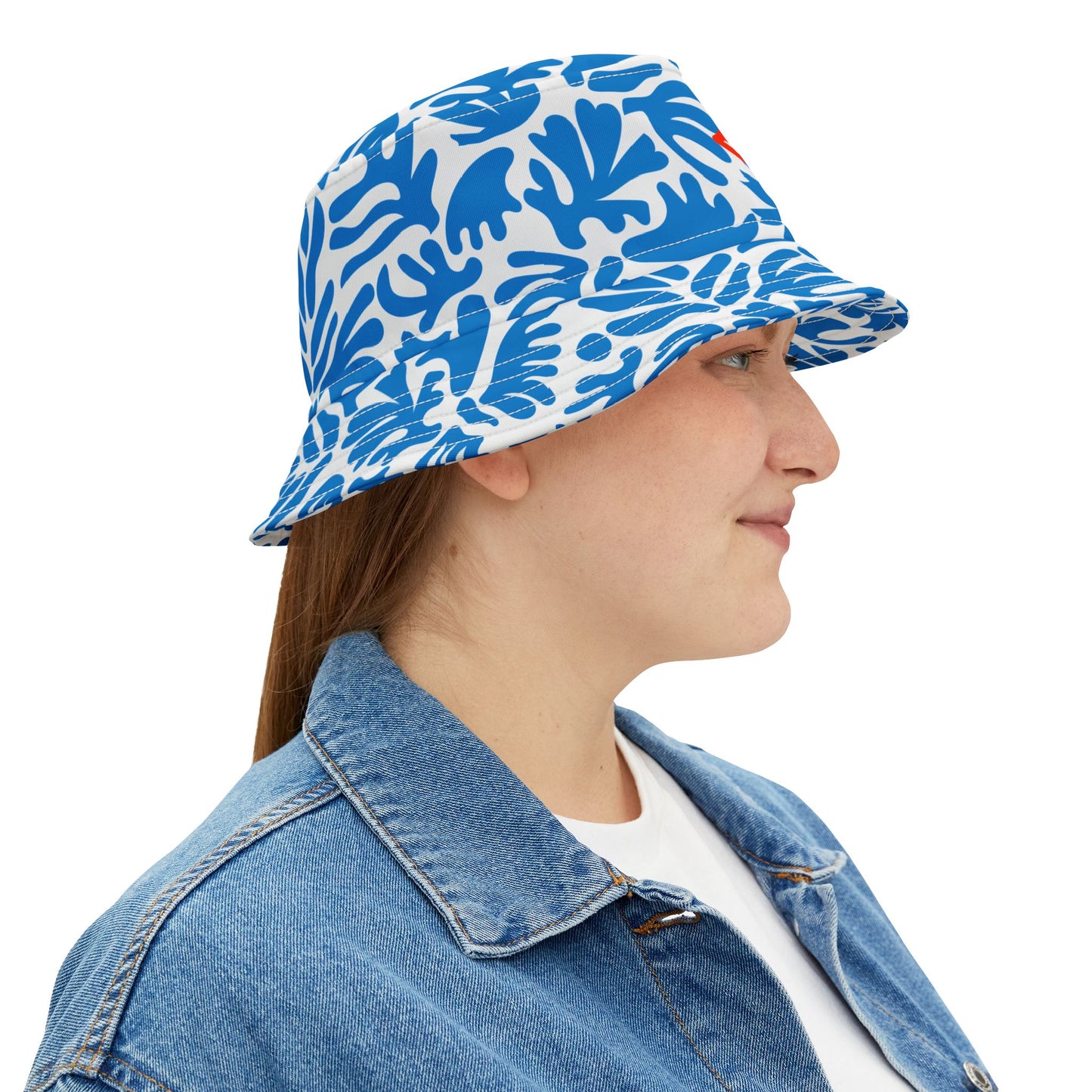 Joy ride Summer Collection Blue Tropical Pattern Stylish Floral Bucket Hat for Summer, Vacation Accessory, Beachwear, Outdoor Fun, Unisex Headwear