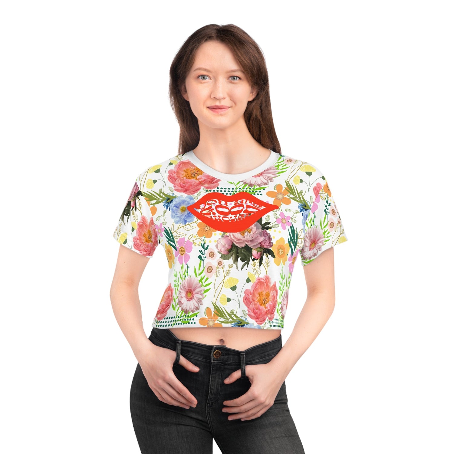 Floral Pattern Loose Flowy Crop Top