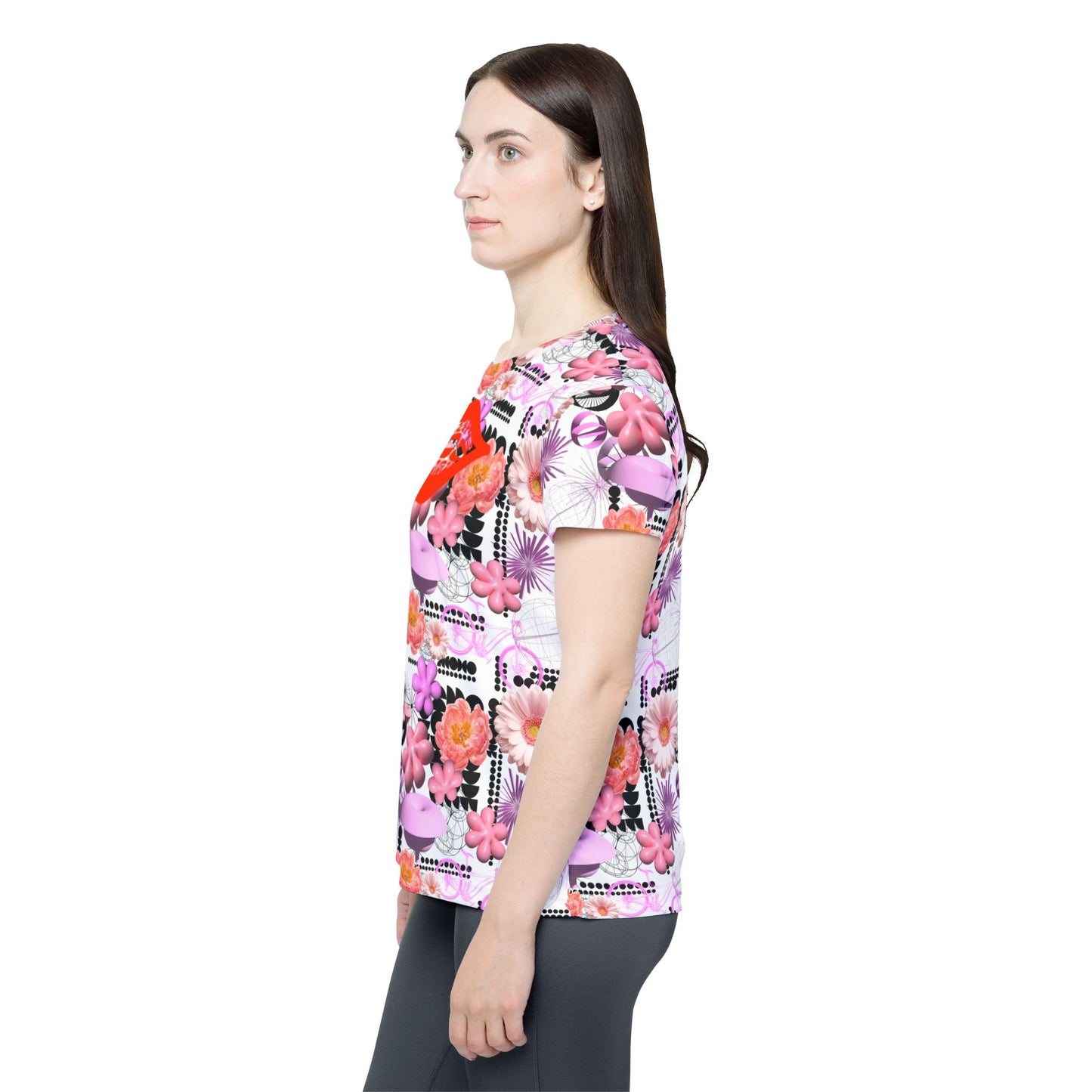 Pink Floral MTB Jersey for Women | Maximalist Y2K Botanical Mountain Bike Shirt