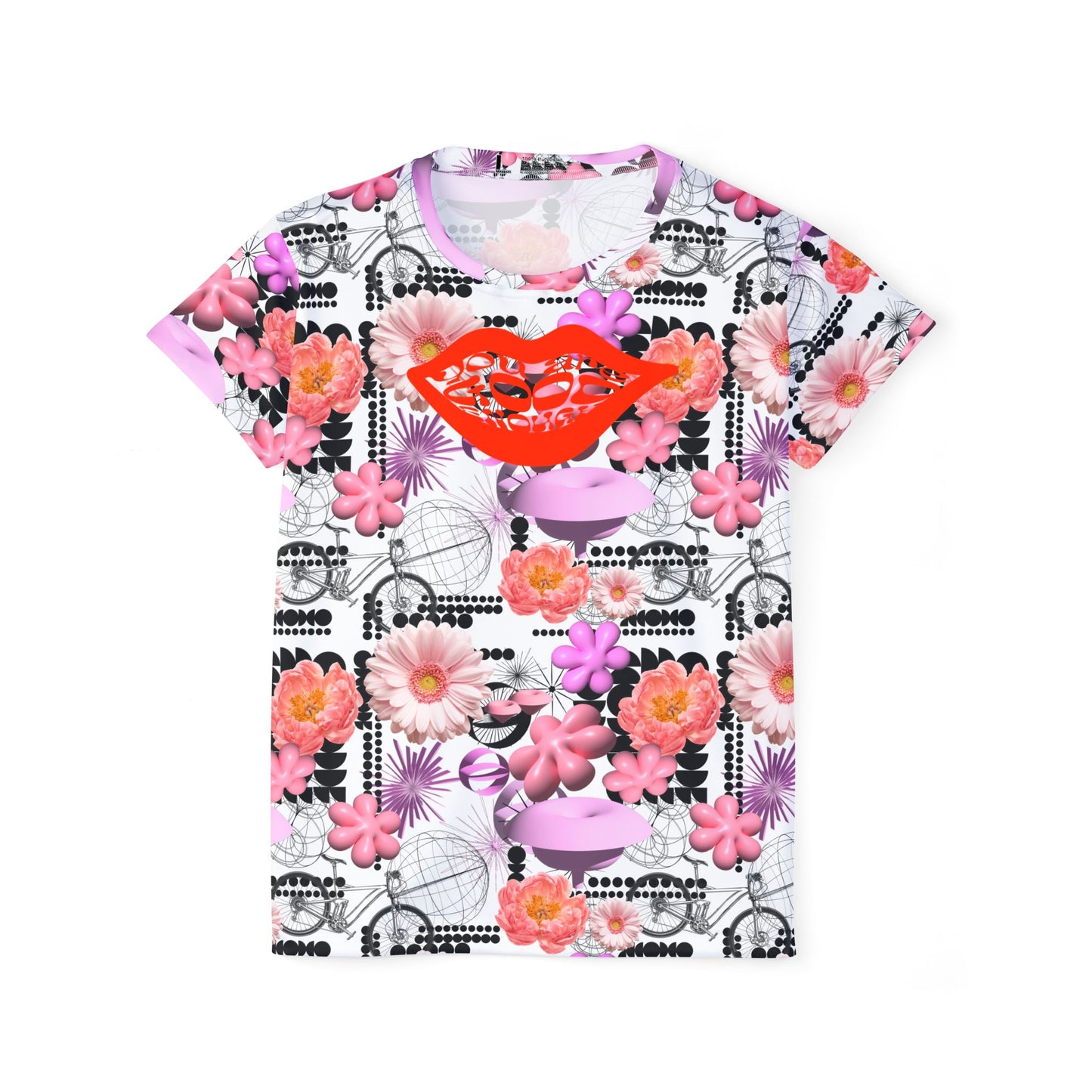 Pink Floral MTB Jersey for Women | Maximalist Y2K Botanical Mountain Bike Shirt