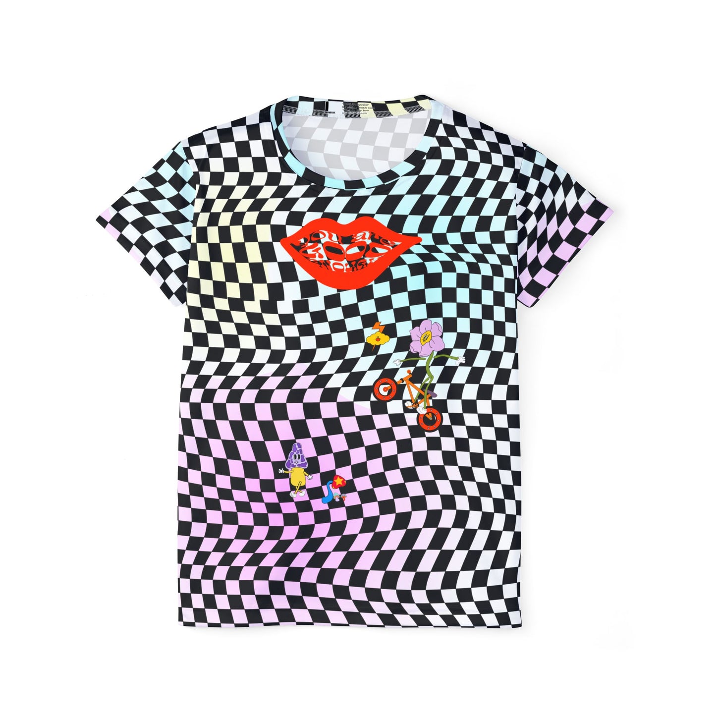Retro Checkerboard MTB Jersey for Women | Pastel Swirl Retro graphic Sports Jersey