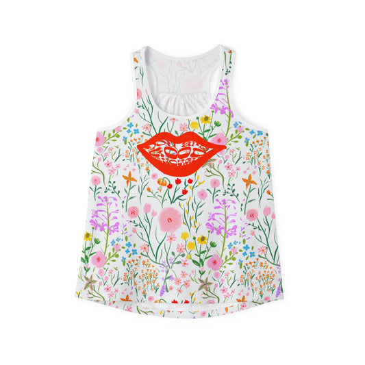 Floral Kiss Women's Tank Top - Chic Summer Wear, Casual Outfit, Gift for Her, Vacation Top, Workout Apparel