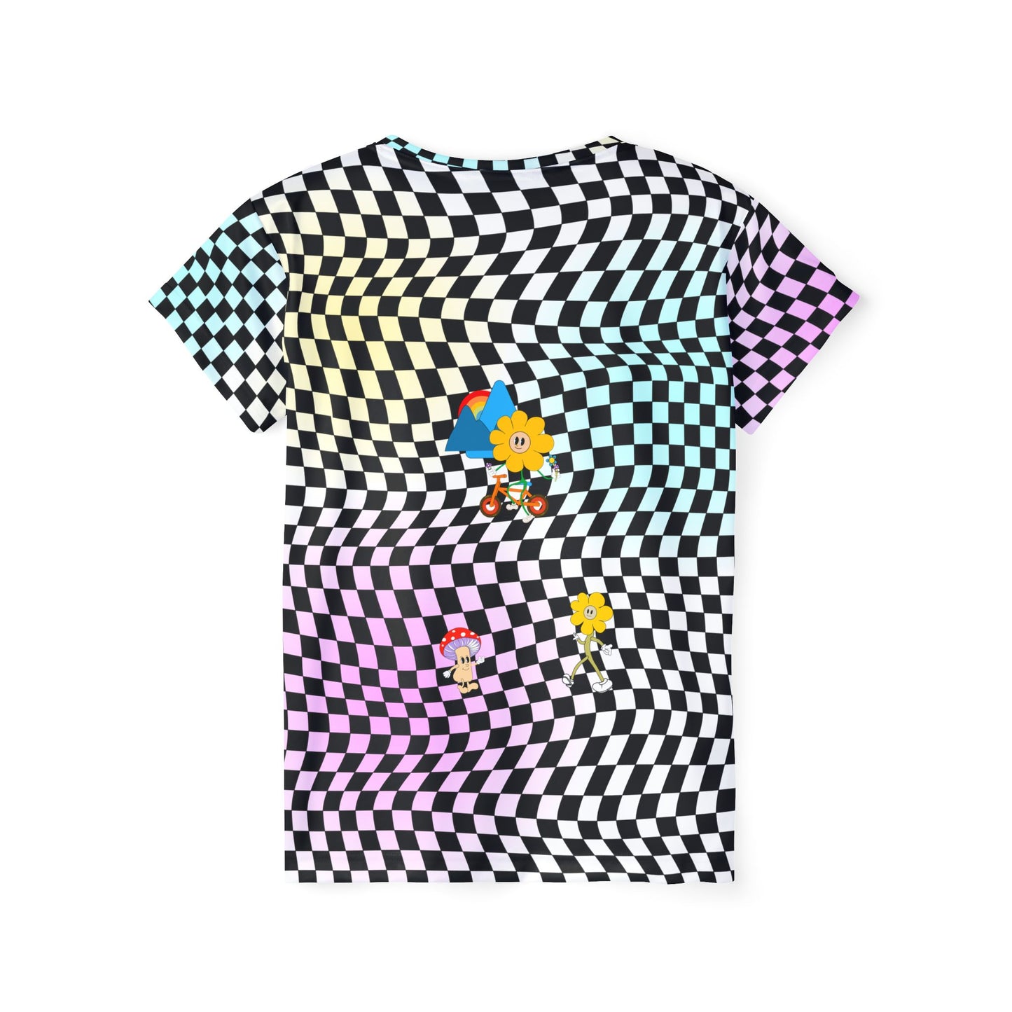 Retro Checkerboard MTB Jersey for Women | Pastel Swirl Retro graphic Sports Jersey