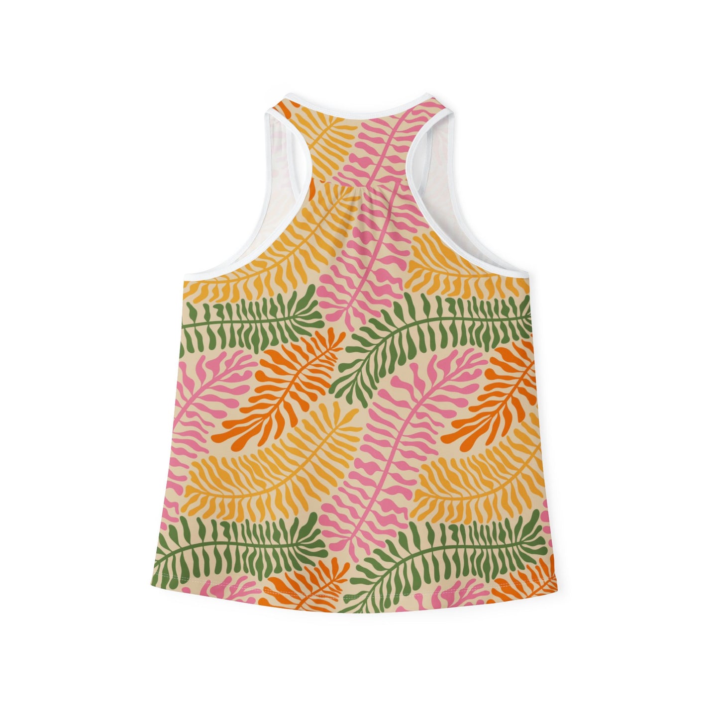 Mossy Leaf Pattern Women's Tank Top, Summer Activity Sleeveless Shirt, Tropical Print Camisole, Beach Wear Vest, Nature Lover Gift
