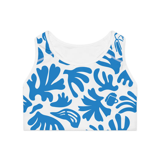 Joy ride Blue Print -Trendy Floral Sports Bra for Active Lifestyles, Gym Wear, Workout Apparel, Fitness Gear, Yoga Clothing