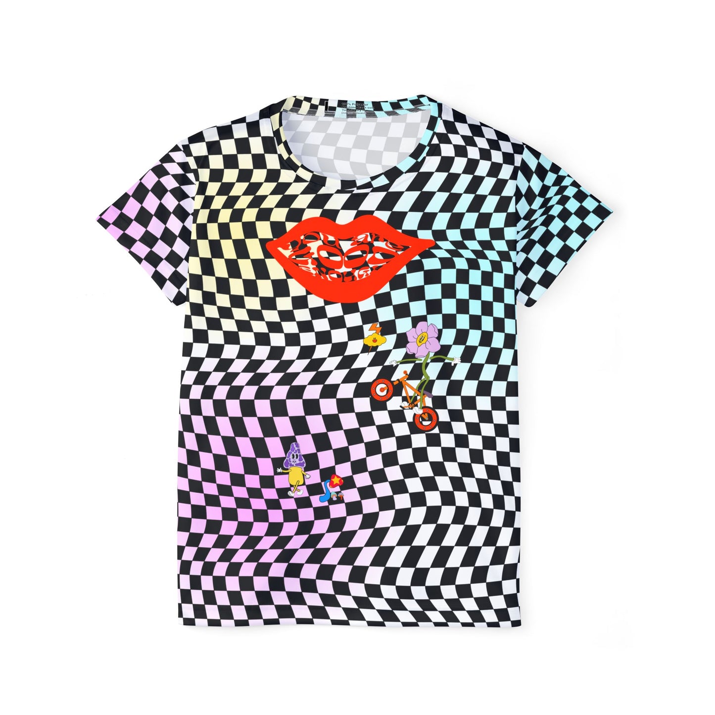Retro Checkerboard MTB Jersey for Women | Pastel Swirl Retro graphic Sports Jersey