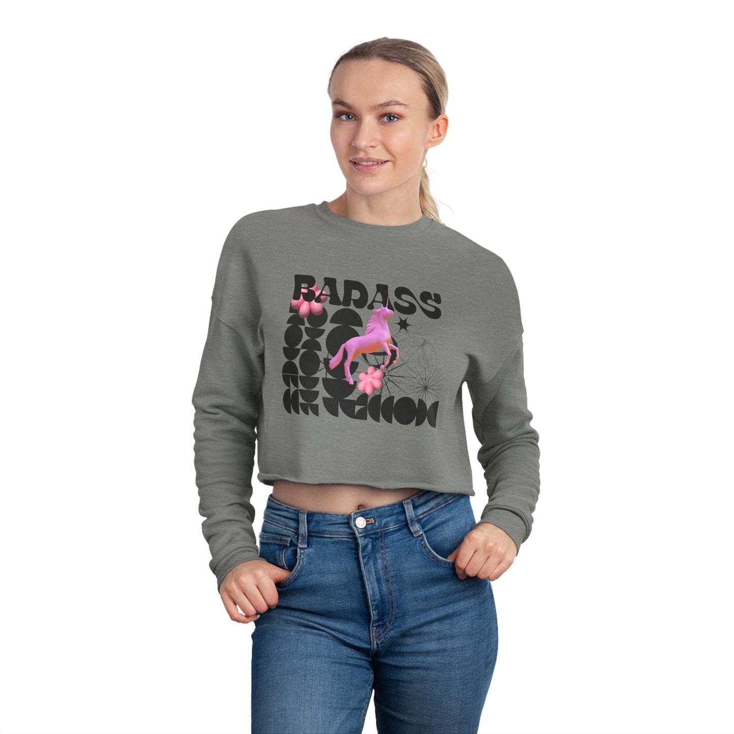 Trendy Women's Cropped Sweatshirt, Art Sweatshirt, Casual Crop Top, Birthday Gift, Statement Fashion