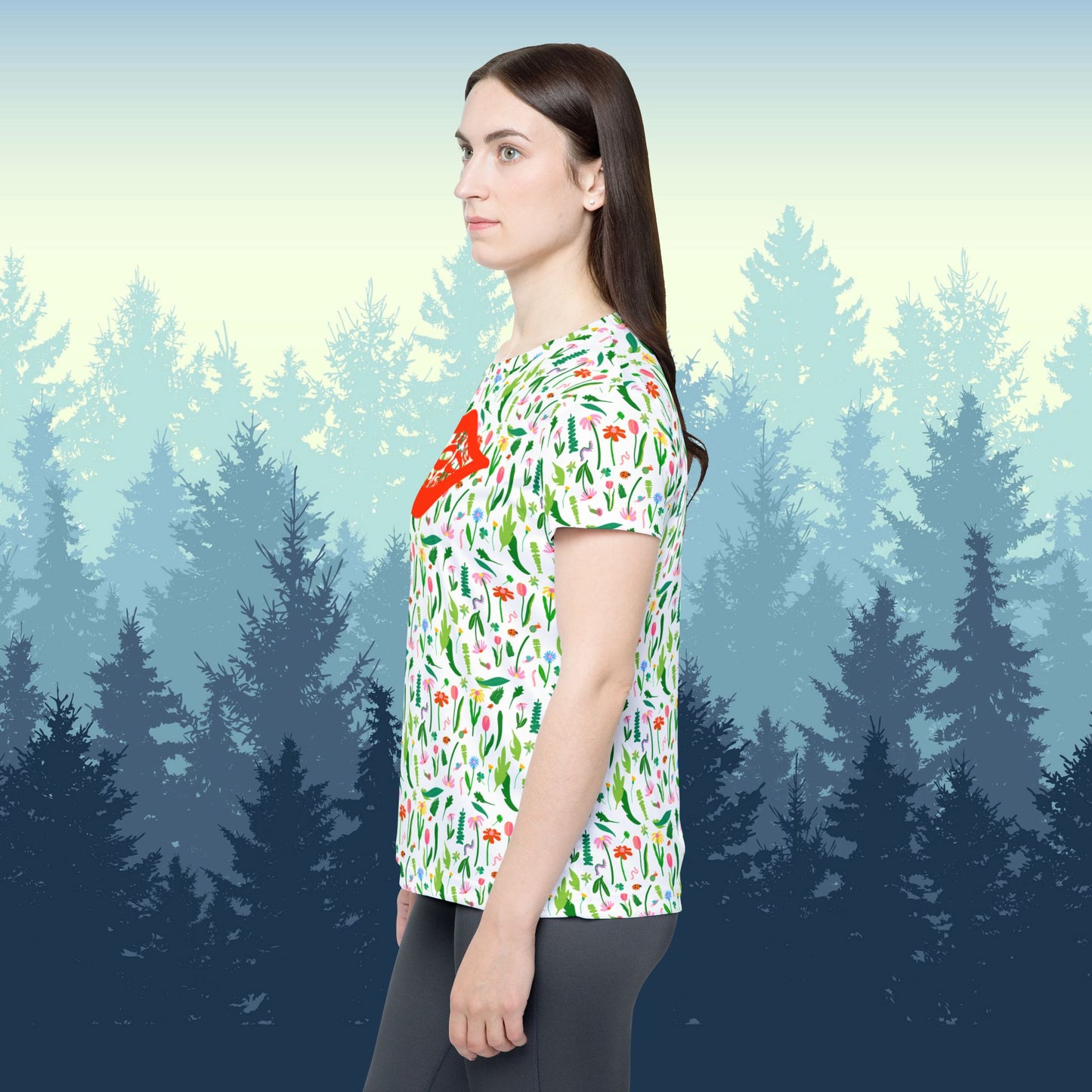 Playful Floral Sports Jersey for Women, Tulips womens mtb jersey, Colorful Floral biking shirt for women