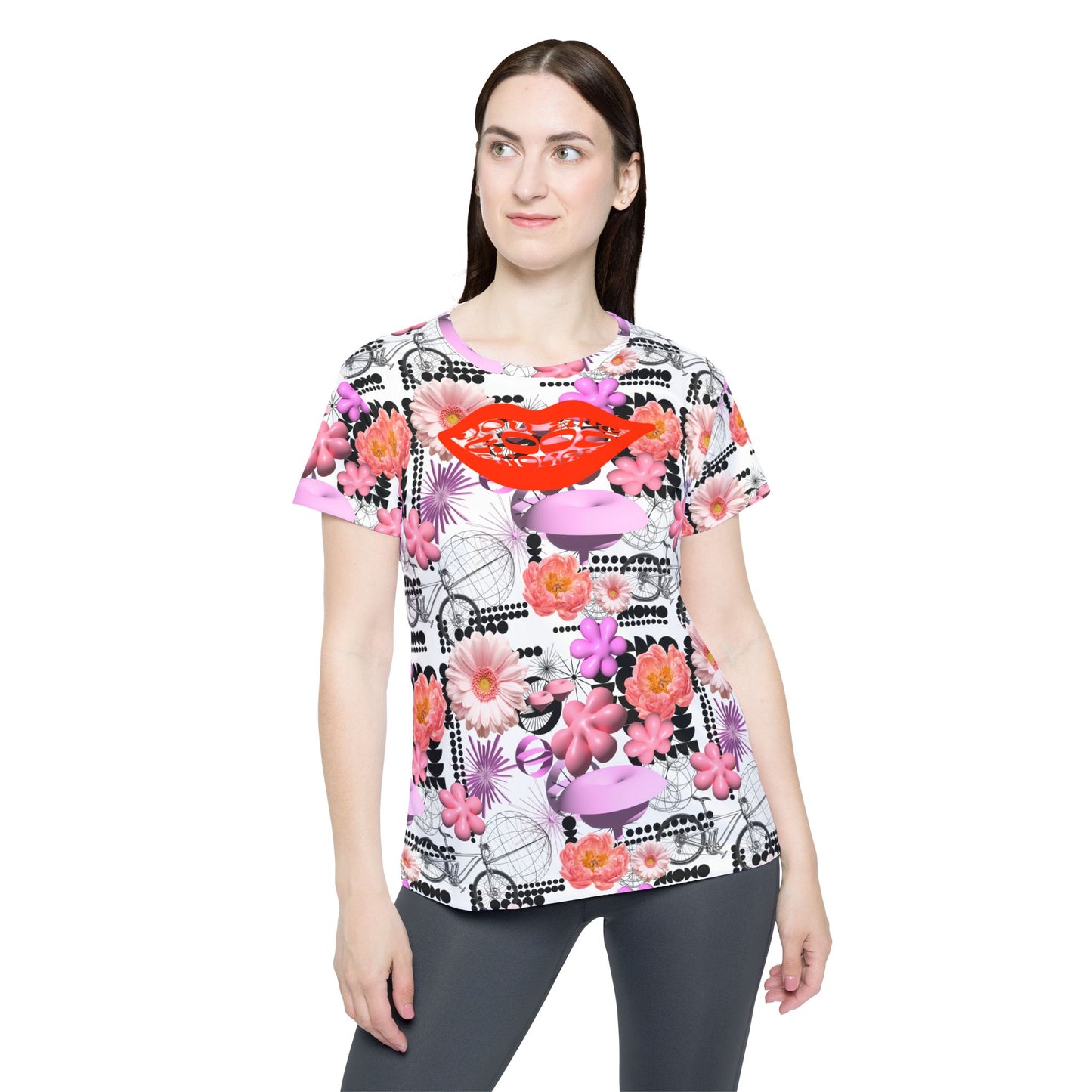 Pink Floral MTB Jersey for Women | Maximalist Y2K Botanical Mountain Bike Shirt