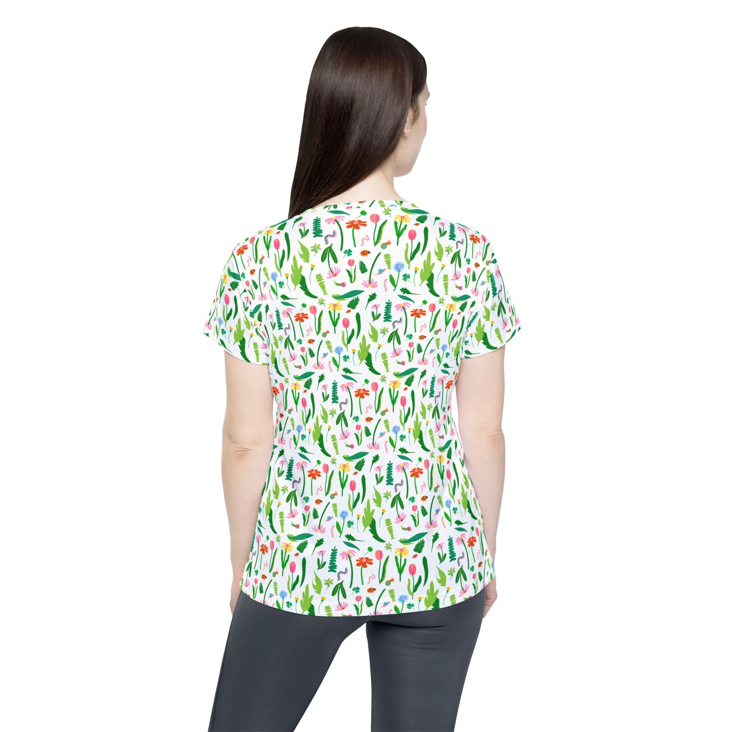 Playful Floral Sports Jersey for Women, Tulips womens mtb jersey, Colorful Floral biking shirt for women