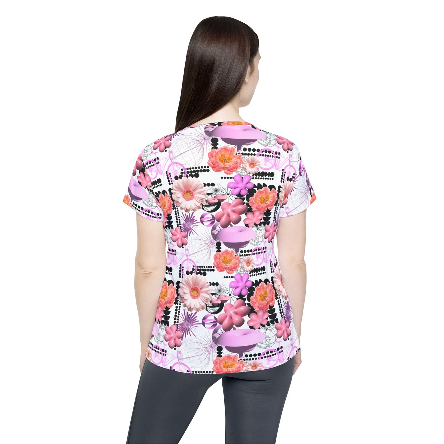 Pink Floral MTB Jersey for Women | Maximalist Y2K Botanical Mountain Bike Shirt