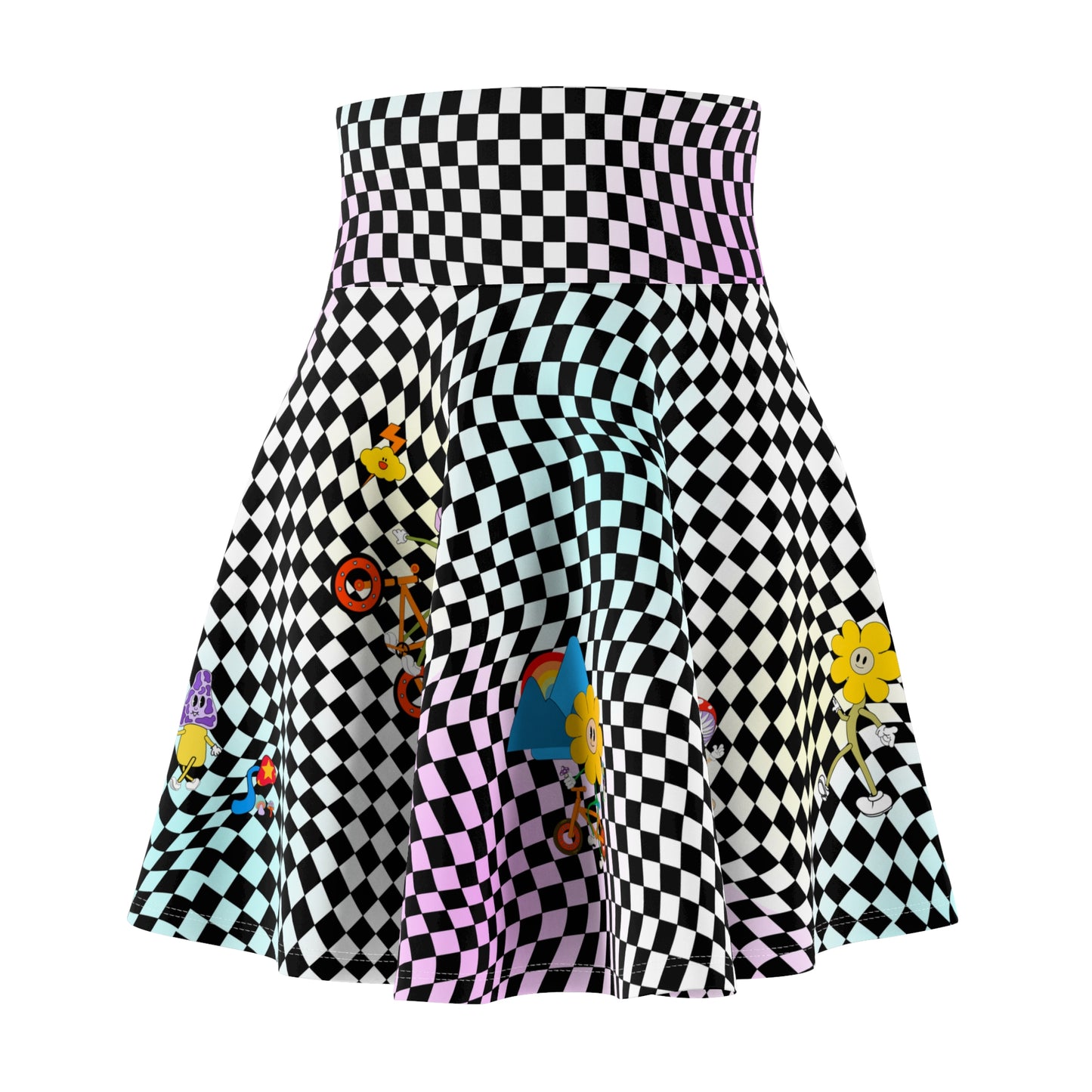 Retro Checkerboard Mountain Bike & Skater A line Skirt for mtb summer ride