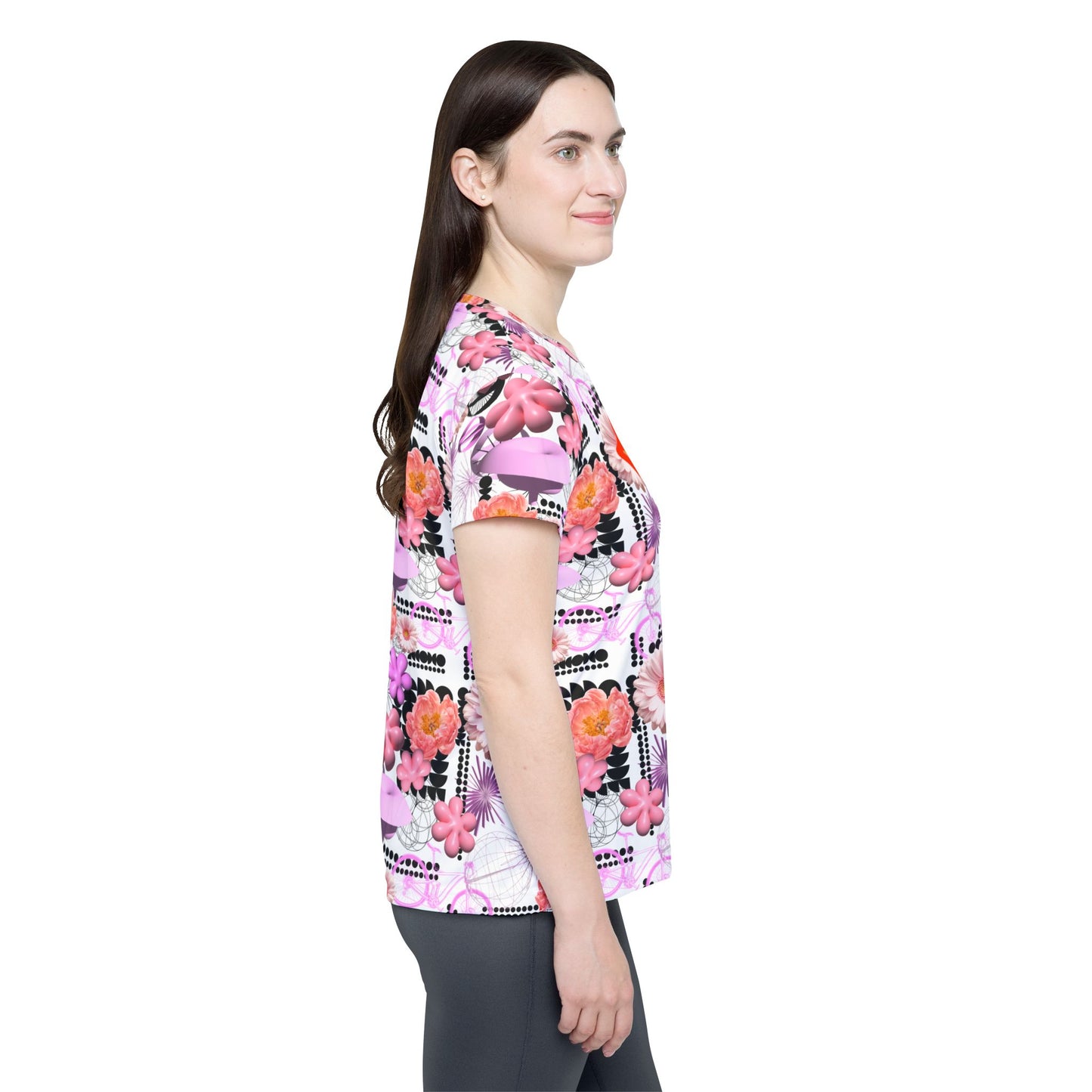 Pink Floral MTB Jersey for Women | Maximalist Y2K Botanical Mountain Bike Shirt
