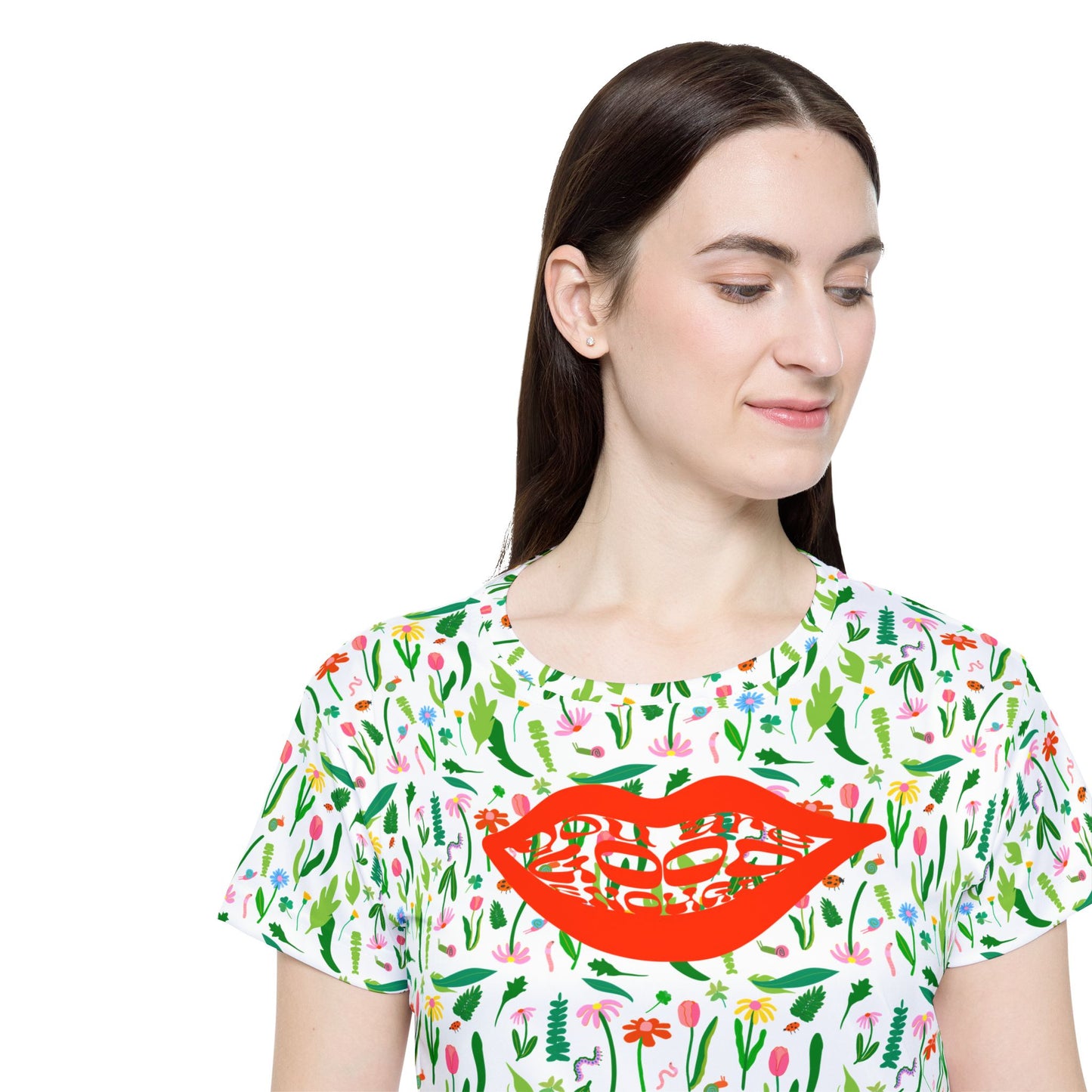 Playful Floral Sports Jersey for Women, Tulips womens mtb jersey, Colorful Floral biking shirt for women