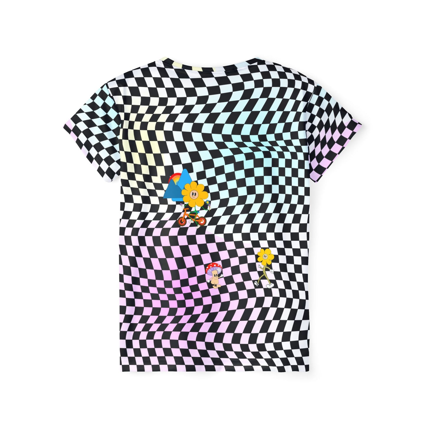 Retro Checkerboard MTB Jersey for Women | Pastel Swirl Retro graphic Sports Jersey