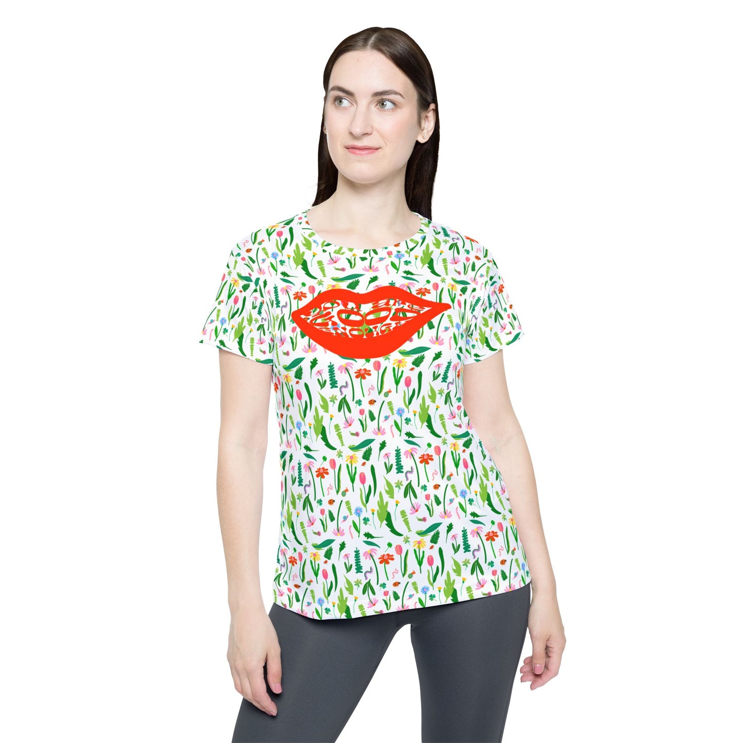Playful Floral Sports Jersey for Women, Cute Summer Athletic Shirt, Trendy Workout Top, Stylish Casual Tee, Perfect for Gift or Sports [...]