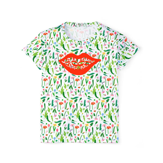 Playful Floral Sports Jersey for Women, Tulips womens mtb jersey, Colorful Floral biking shirt for women