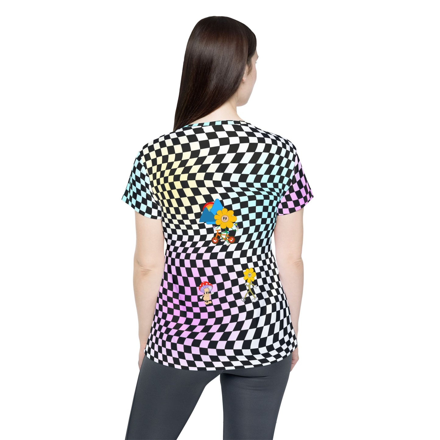 Retro Checkerboard MTB Jersey for Women | Pastel Swirl Retro graphic Sports Jersey