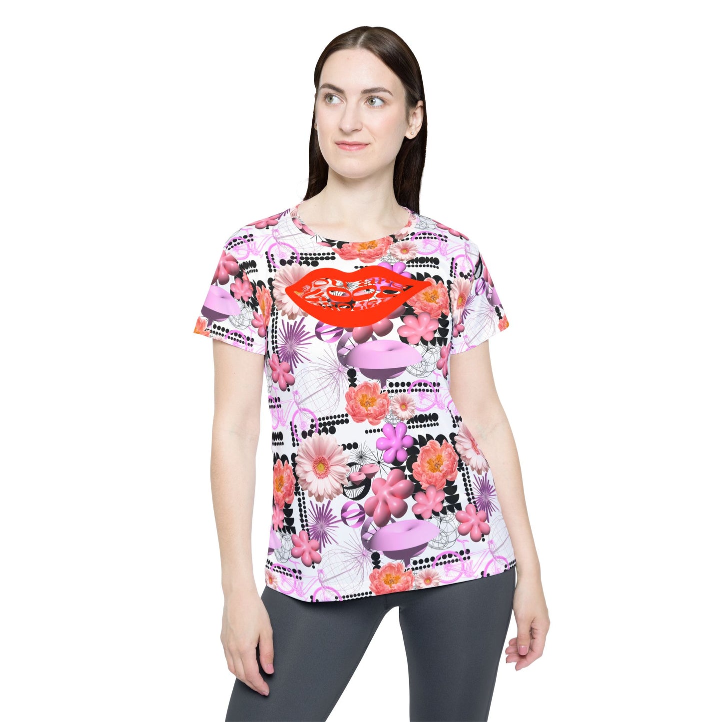 Pink Floral MTB Jersey for Women | Maximalist Y2K Botanical Mountain Bike Shirt