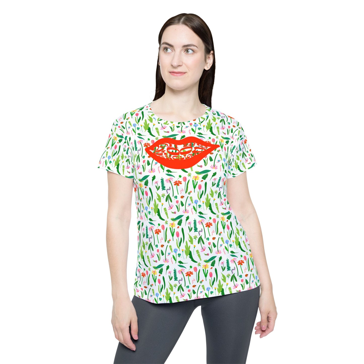 Playful Floral Sports Jersey for Women, Tulips womens mtb jersey, Colorful Floral biking shirt for women