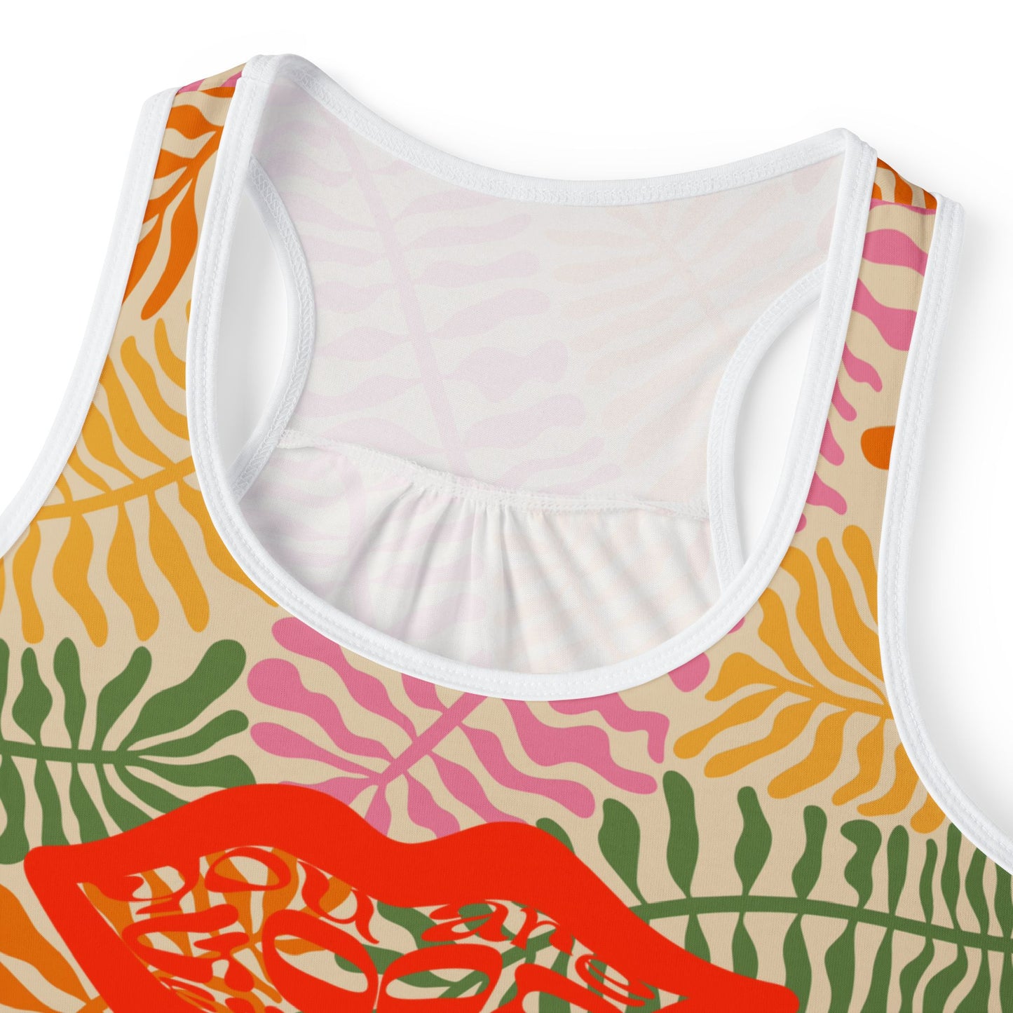 Mossy Leaf Pattern Women's Tank Top, Summer Activity Sleeveless Shirt, Tropical Print Camisole, Beach Wear Vest, Nature Lover Gift