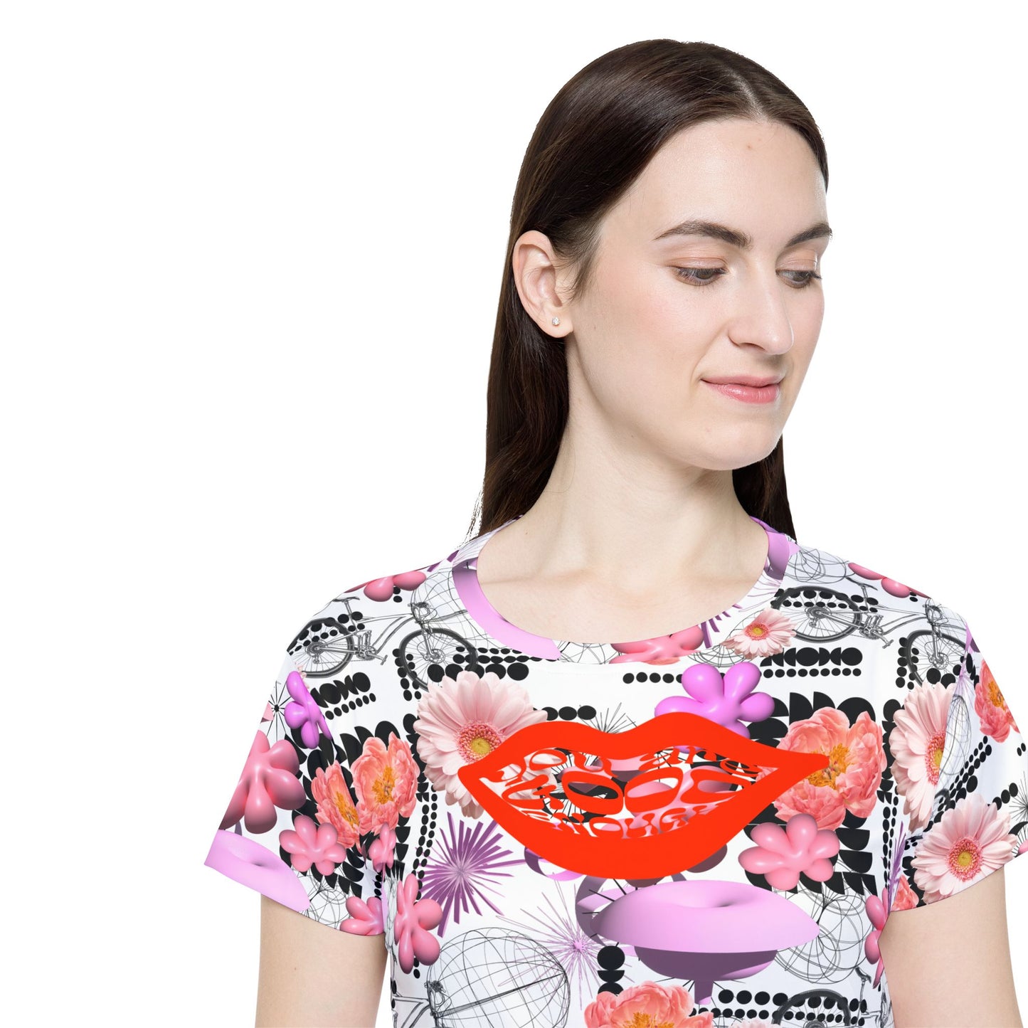 Pink Floral MTB Jersey for Women | Maximalist Y2K Botanical Mountain Bike Shirt