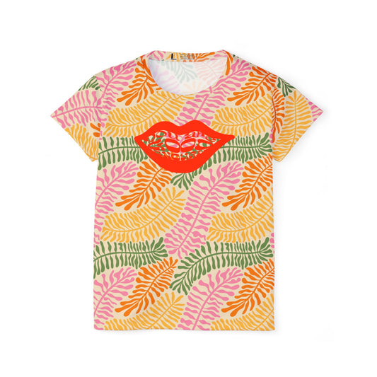 Tropical Graphic Tee, Fun Women's Sports Jersey with Bold Designs, Perfect for Summer Activities, Gift for Her, Workout Top