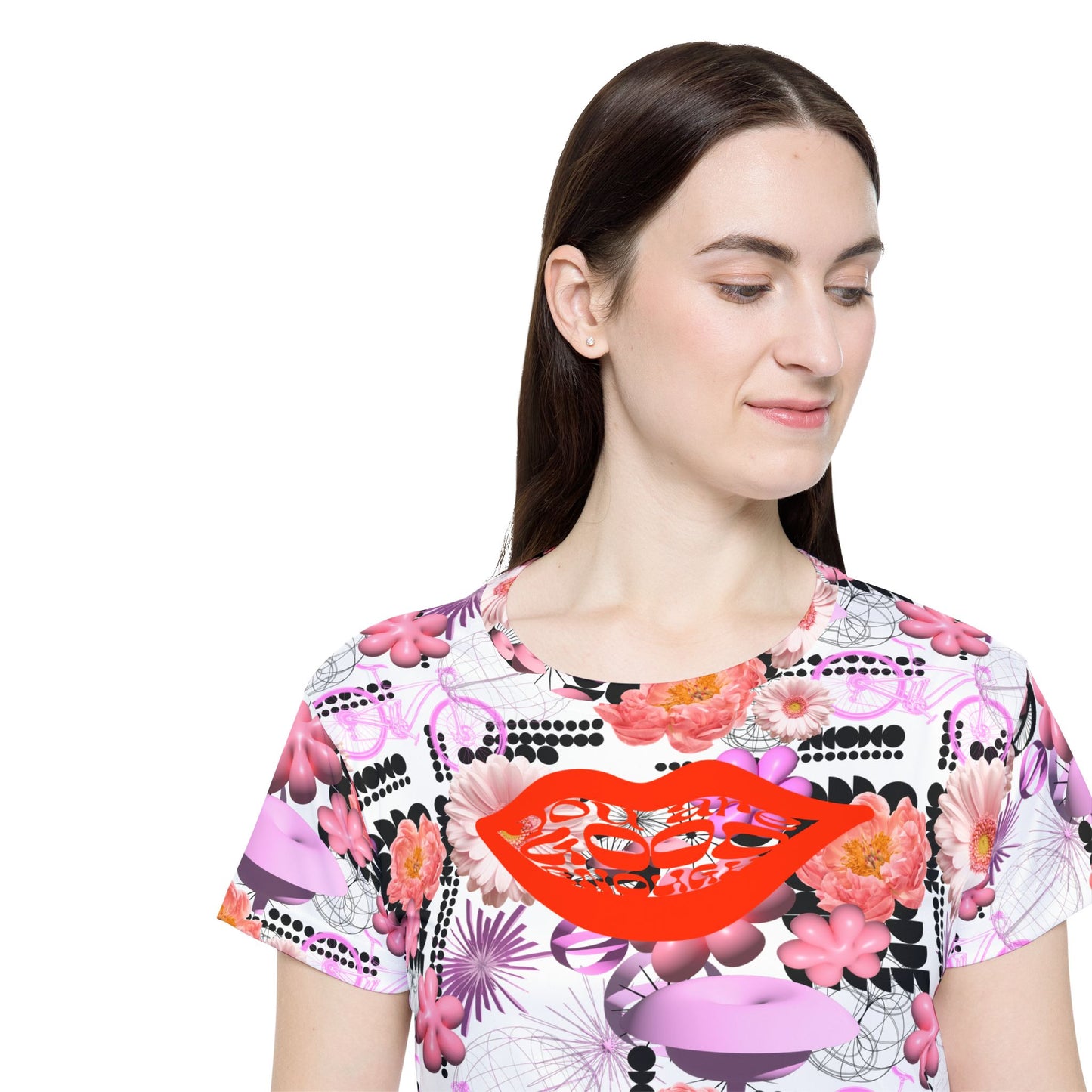 Pink Floral MTB Jersey for Women | Maximalist Y2K Botanical Mountain Bike Shirt