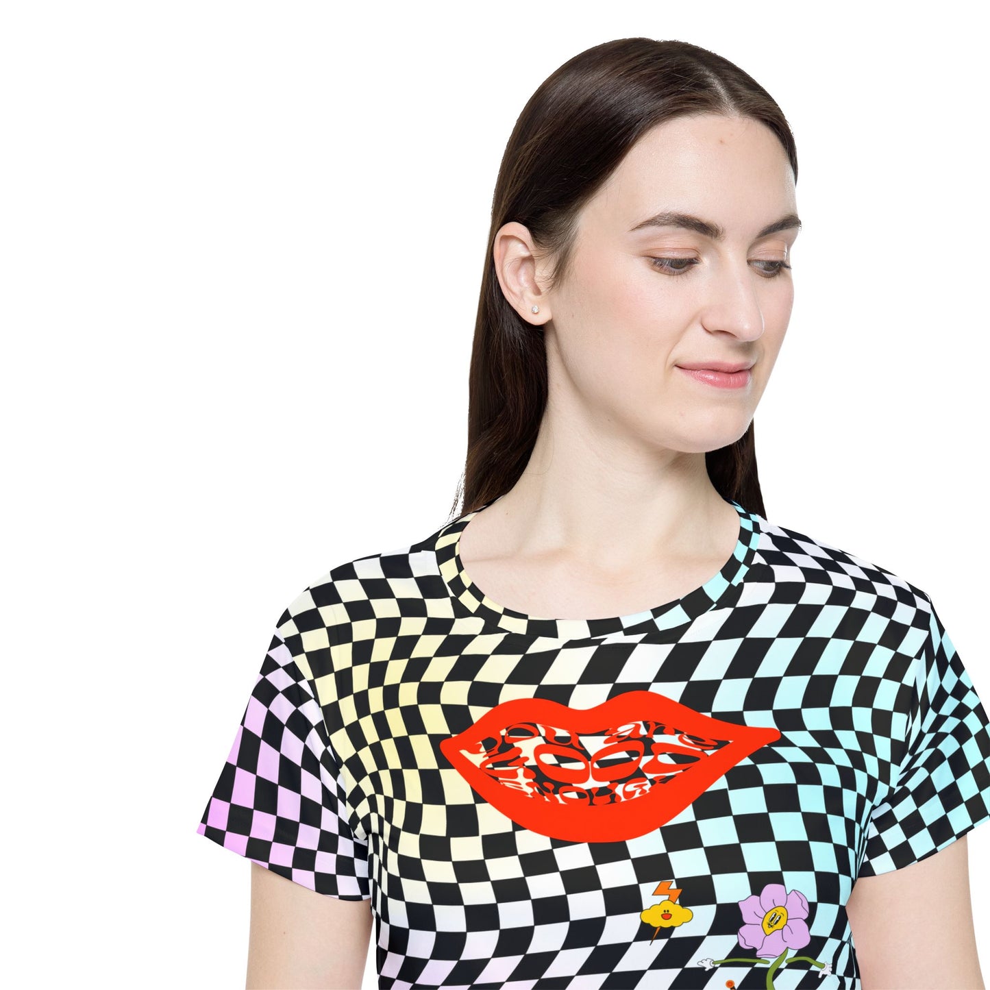 Retro Checkerboard MTB Jersey for Women | Pastel Swirl Retro graphic Sports Jersey
