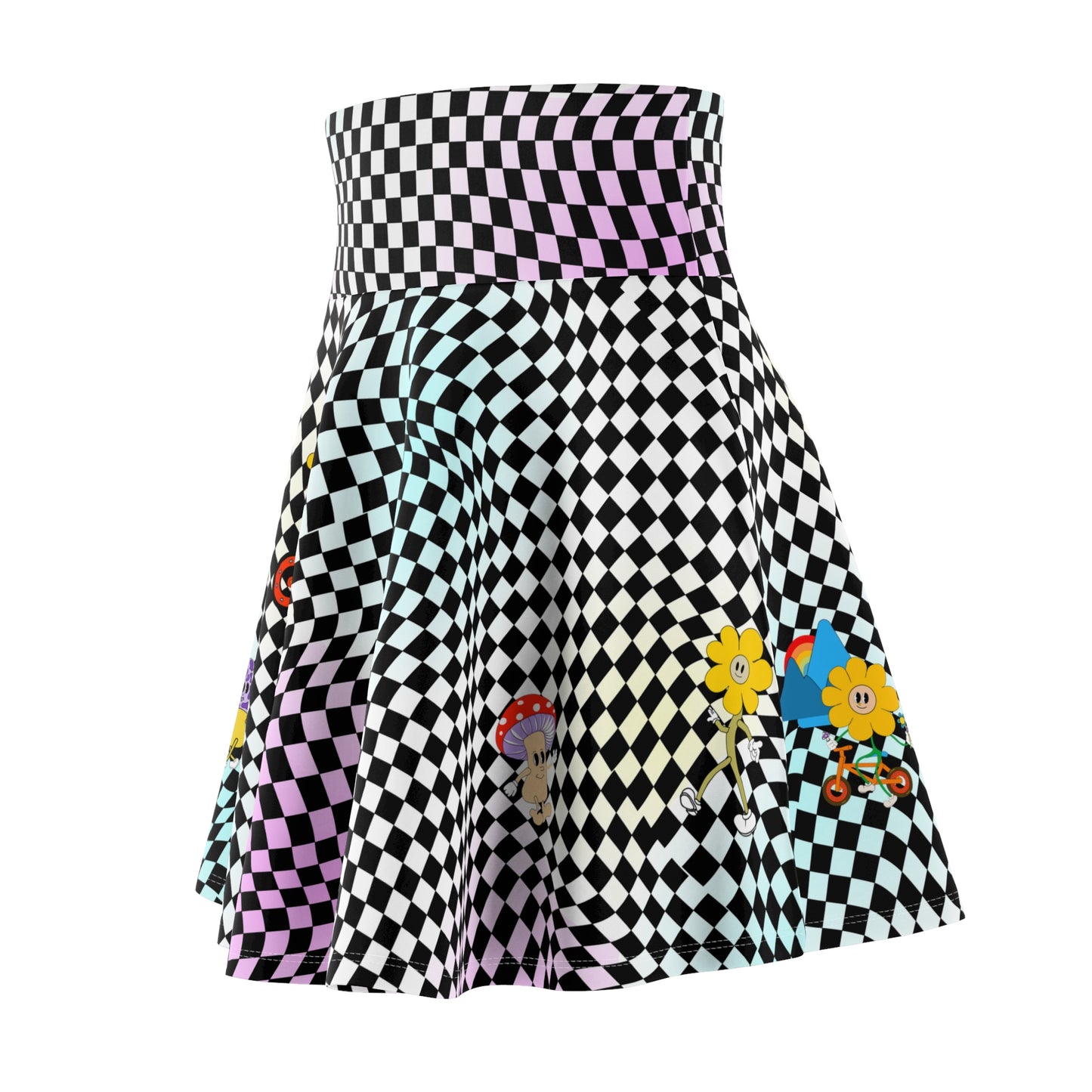Retro Checkerboard Mountain Bike & Skater A line Skirt for mtb summer ride