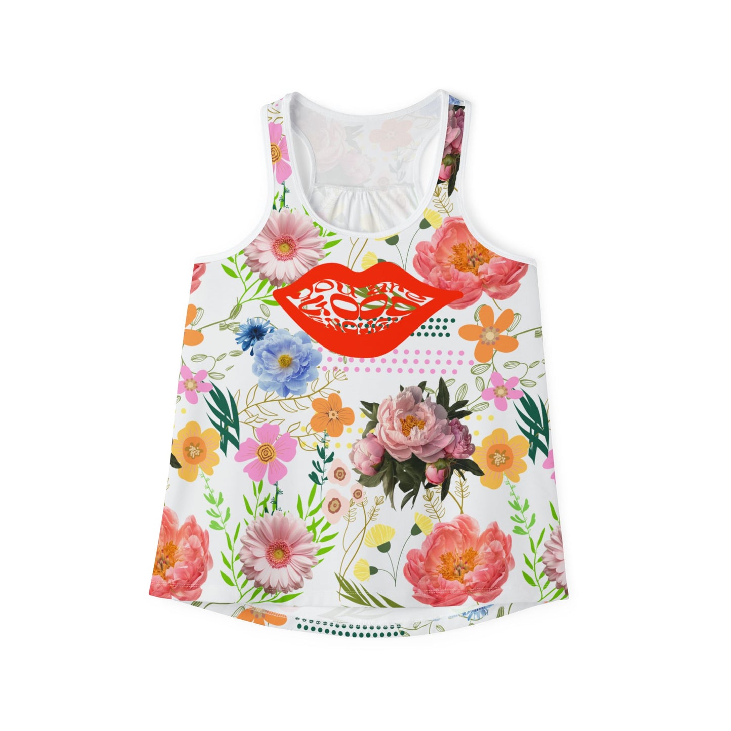 Floral Kiss Women Tank Top - Perfect for Summer, Fitness, Festivals, & Casual Wear, Vibrant Flower Design