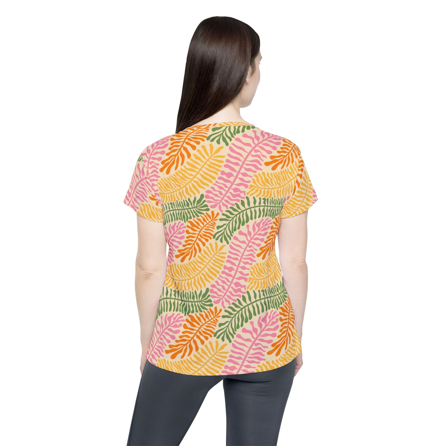 Tropical Graphic Tee, Fun Women's Sports Jersey with Bold Designs, Perfect for Summer Activities, Gift for Her, Workout Top