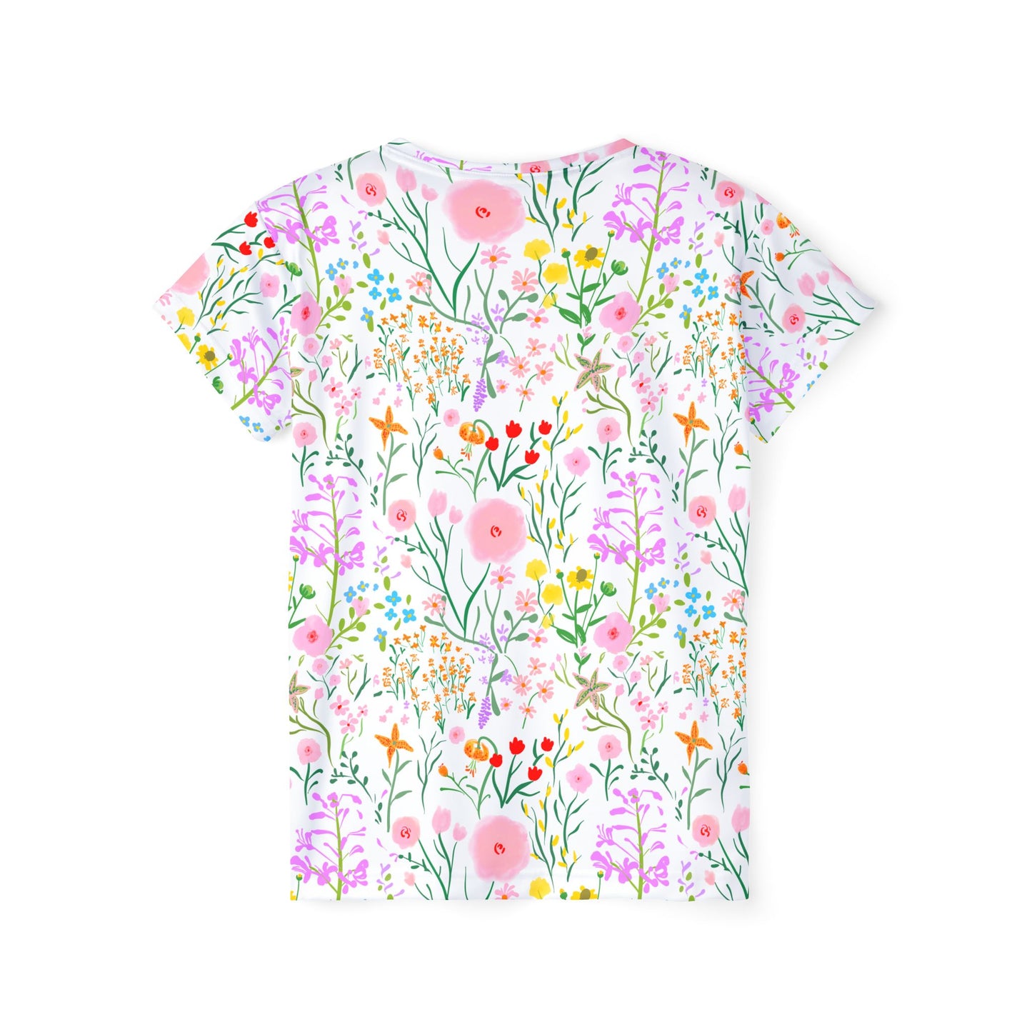 Floral Women's Sports Jersey with Lip Print, Summer Apparel, Athleisure Top, Gift for Her, Festival Clothing, Activewear