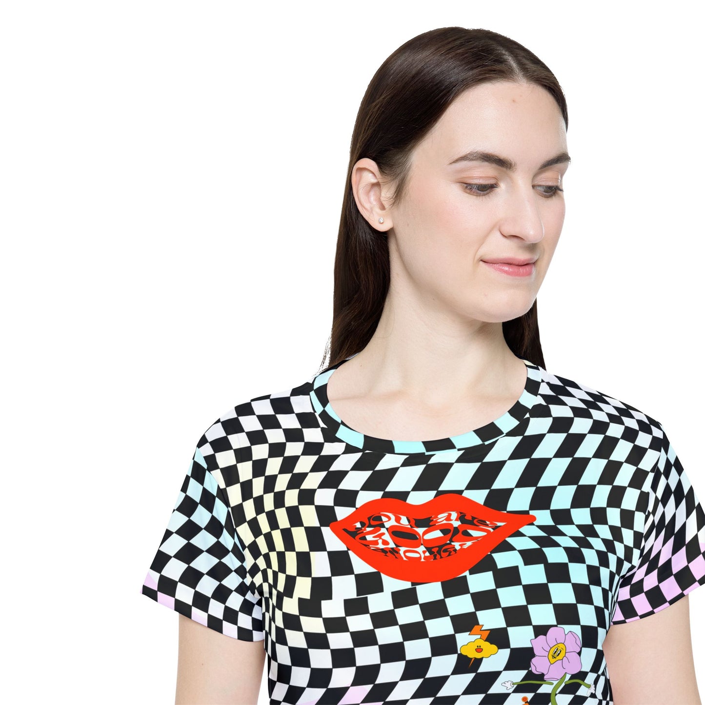 Retro Checkerboard MTB Jersey for Women | Pastel Swirl Retro graphic Sports Jersey