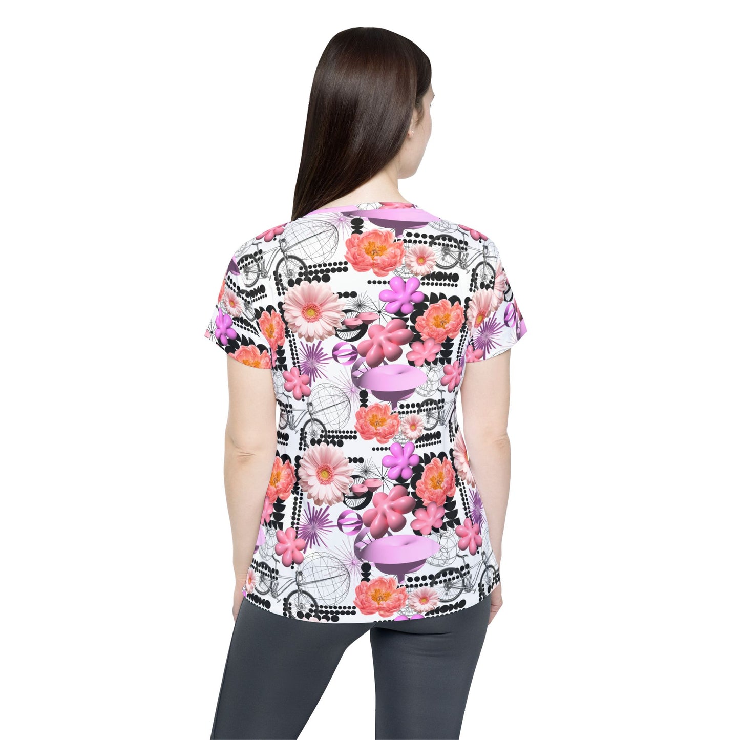 Pink Floral MTB Jersey for Women | Maximalist Y2K Botanical Mountain Bike Shirt