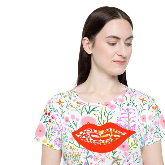 Floral Sports Activewear Jersey Athleisure Top